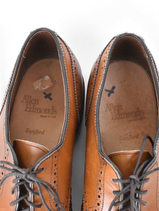 Allen Edmond\'s Sanford Two Tone Brogue Cap Toe Leather Derby Weave Inlay Sz 9.5 main image 11